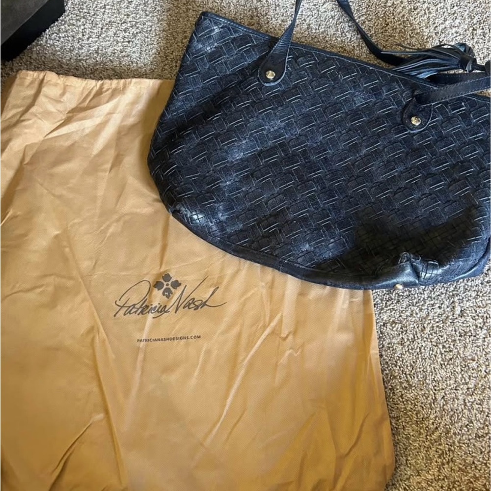 Patricia Nash Navy Leather Tote Bag
